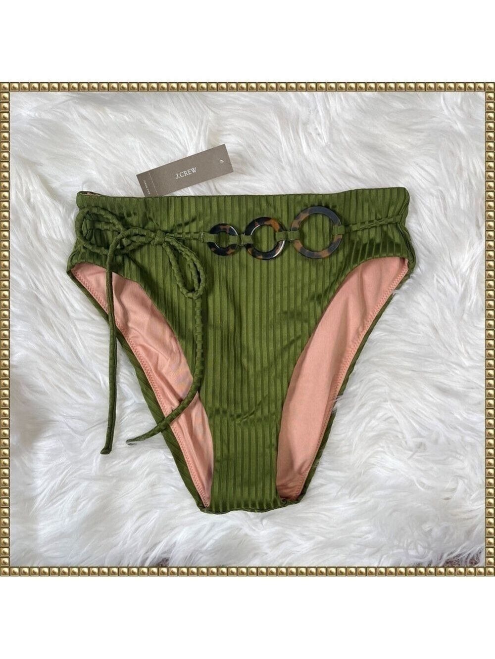 J Crew Bikini Bottom Small Army Green Textured
